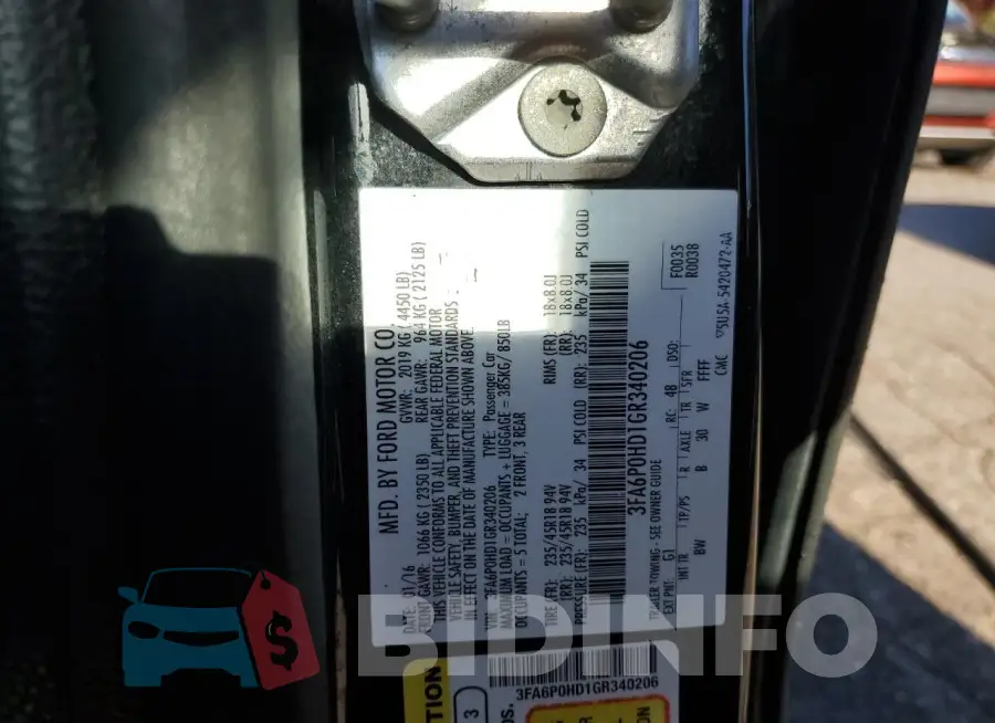 3FA6P0HD1GR340206 Photo# 12