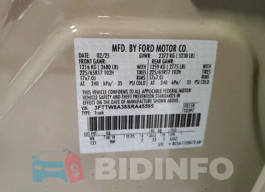 3FTTW8A38SRA45595 Photo# 13