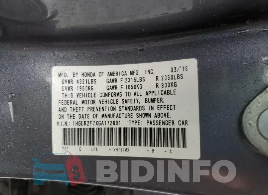 1HGCR2F7XGA172691 Photo# 12