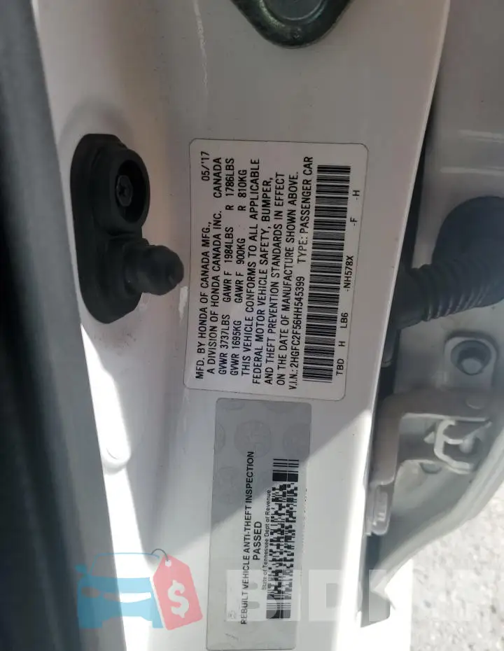 2HGFC2F56HH545399 Photo# 13