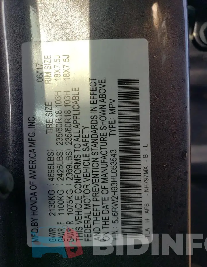5J6RW2H93HL053543 Photo# 13