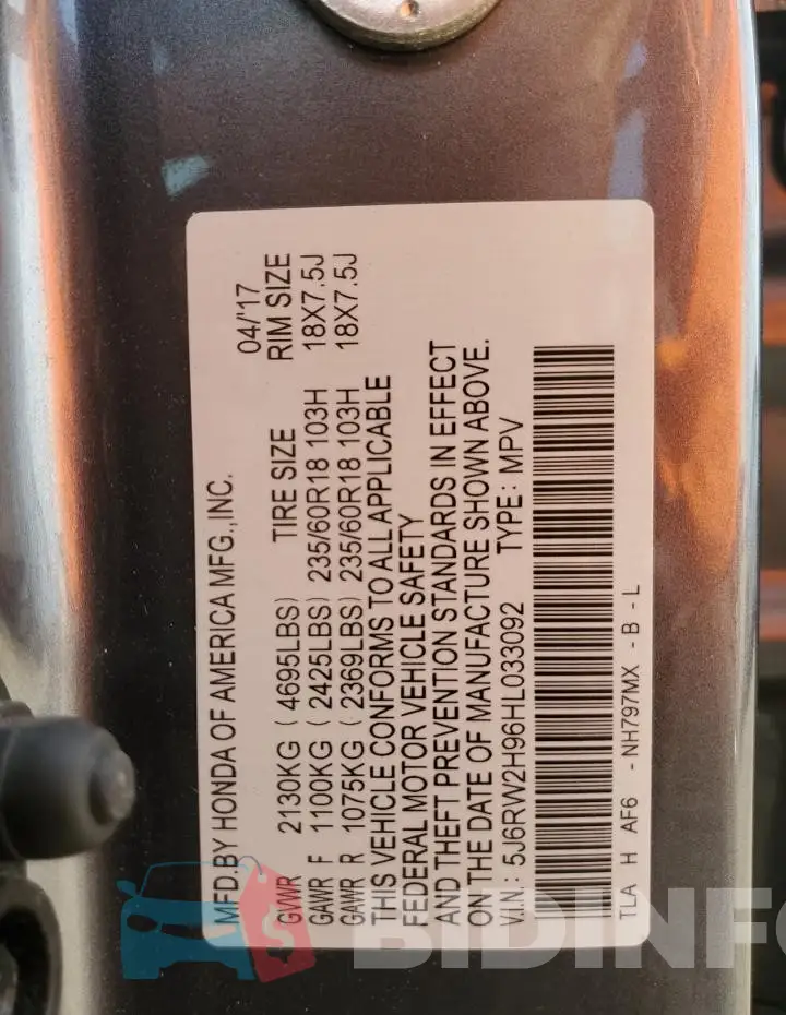 5J6RW2H96HL033092 Photo# 12