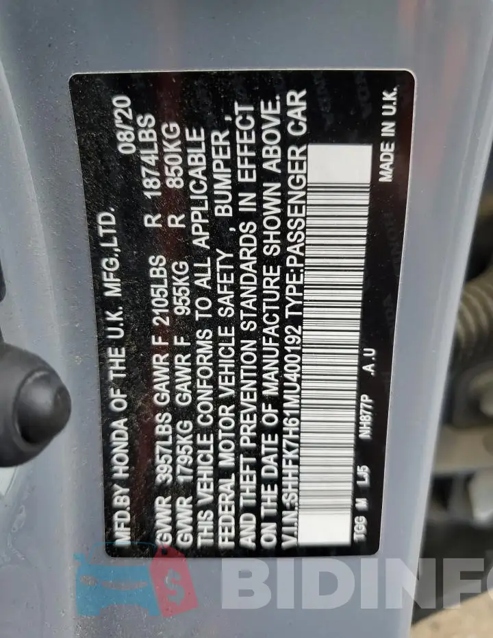 SHHFK7H61MU400192 Photo# 12