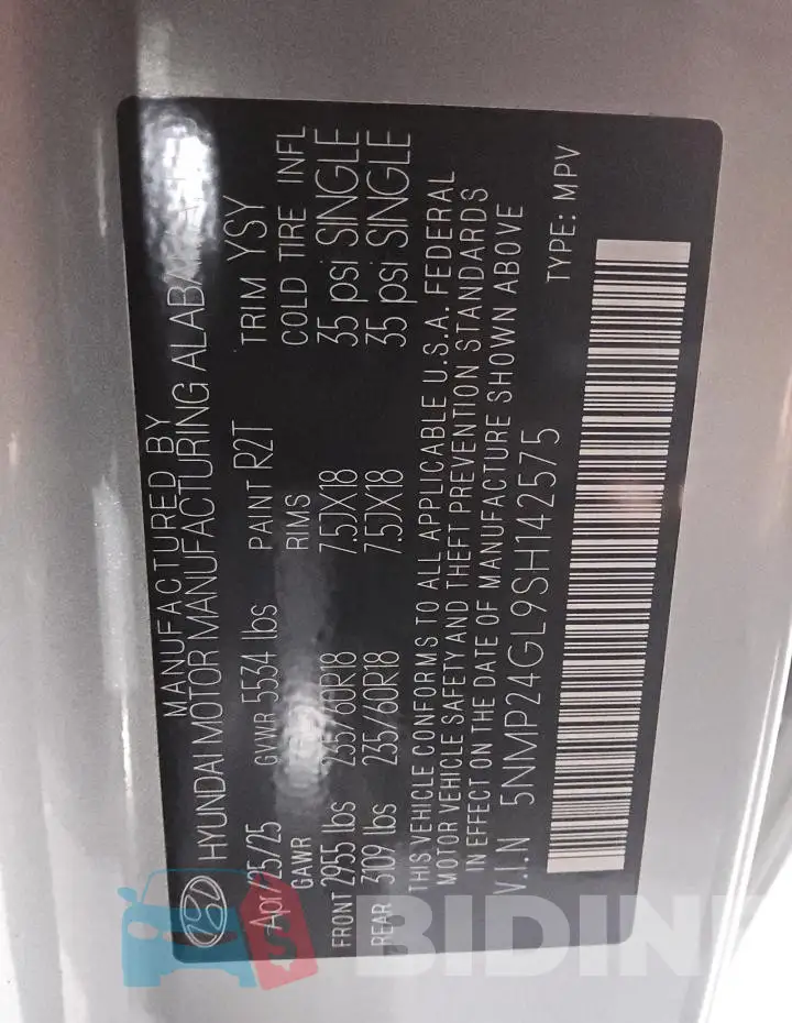 5NMP24GL9SH142575 Photo# 14