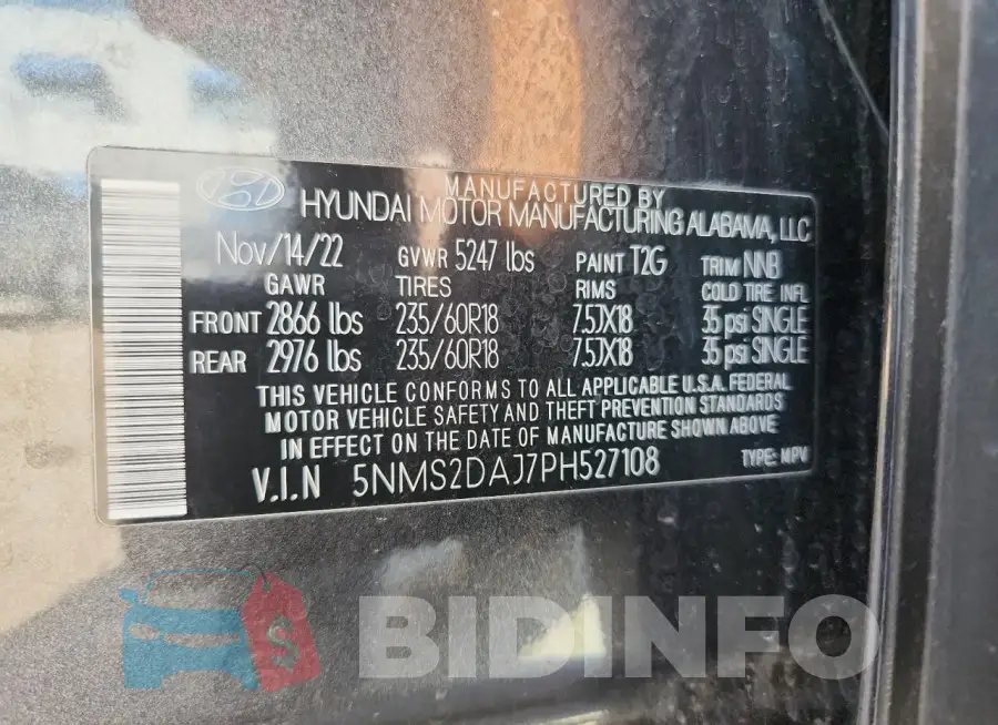 5NMS2DAJ7PH527108 Photo# 14