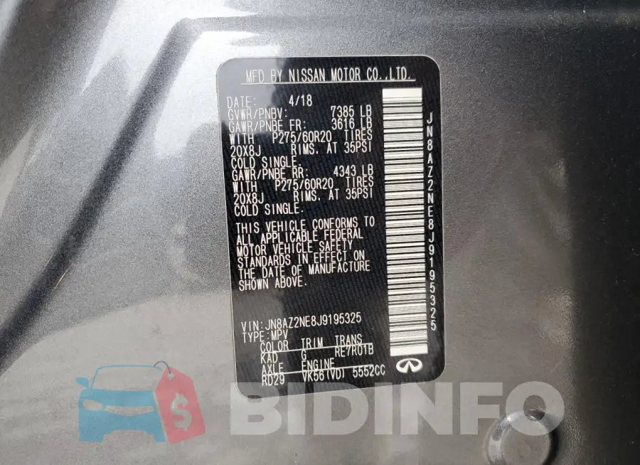 JN8AZ2NE8J9195325 Photo# 14