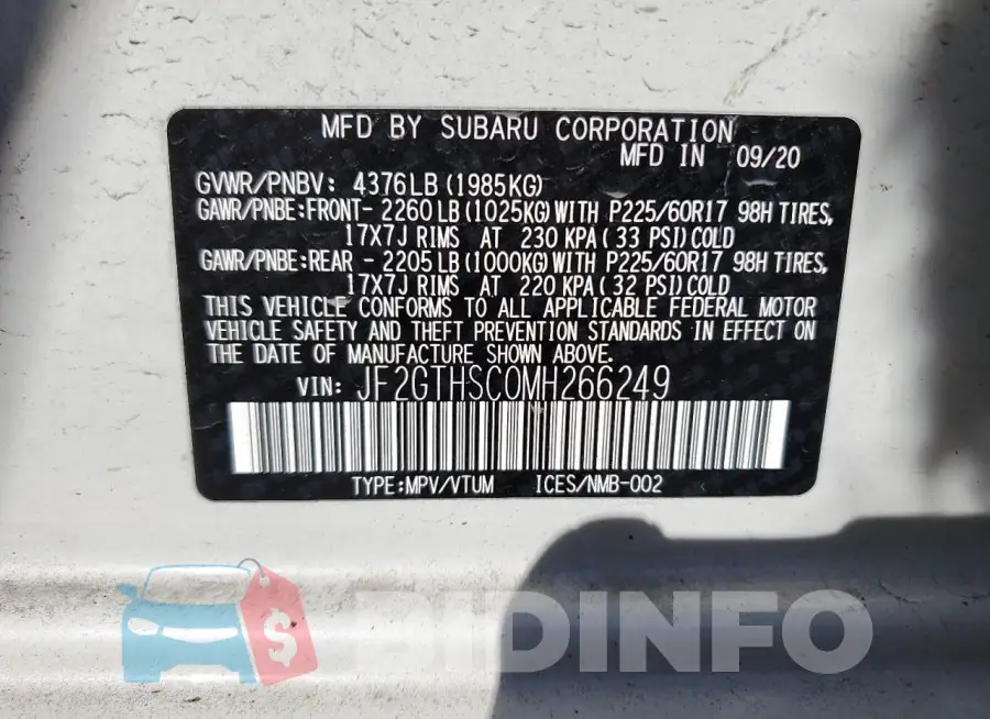 JF2GTHSC0MH266249 Photo# 13