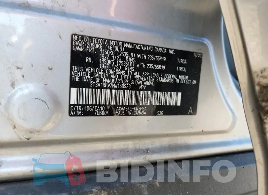 2T3A1RFV7MW159933 Photo# 13