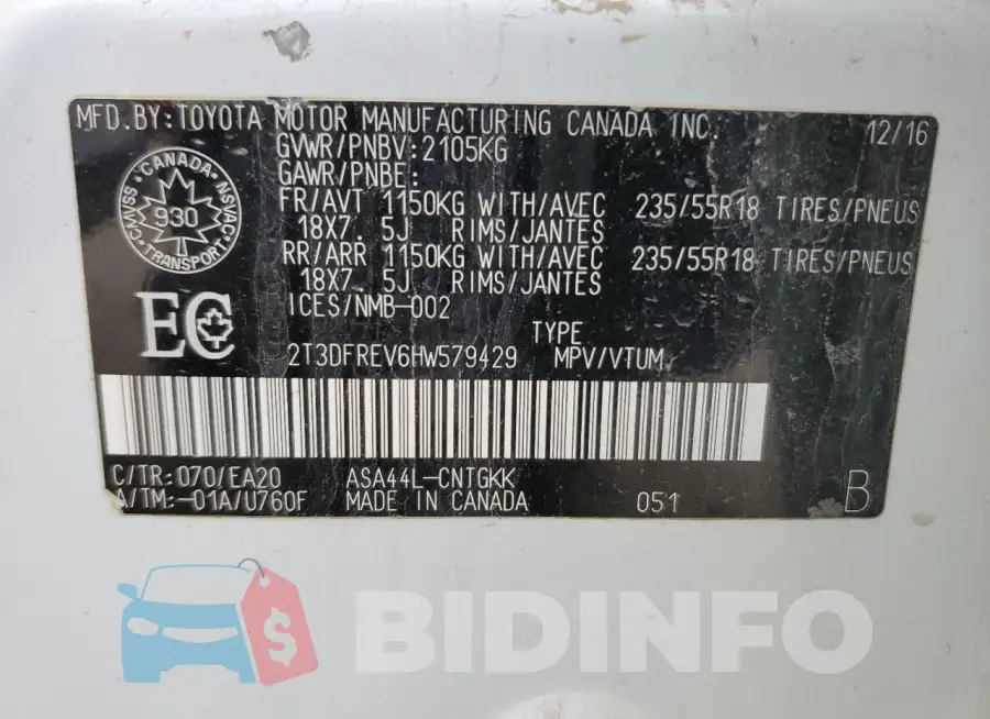 2T3DFREV6HW579429 Photo# 14