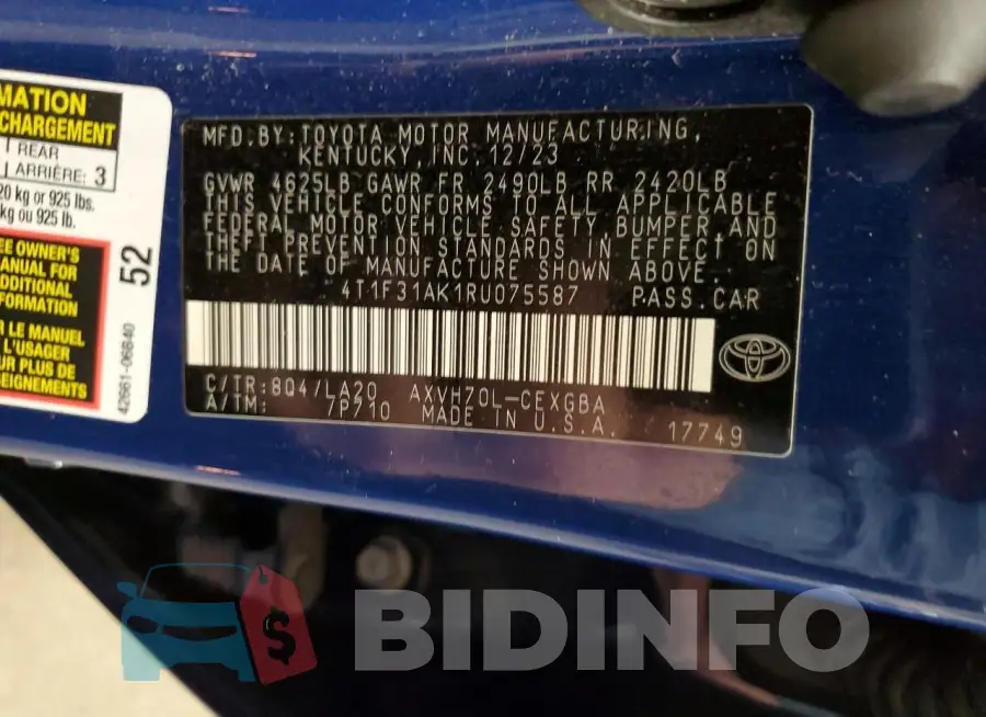 4T1F31AK1RU075587 Photo# 12