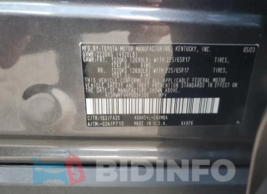 4T3RWRFV4PU094306 Photo# 13