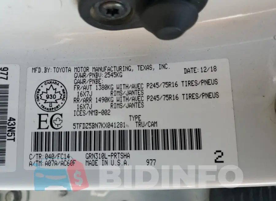 5TFDZ5BN7KX041281 Photo# 12