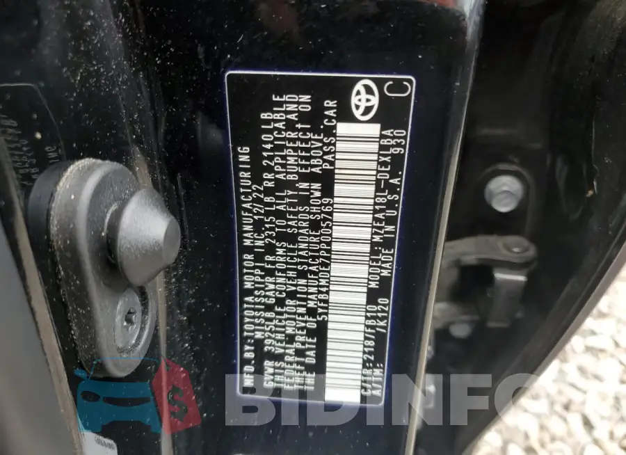 5YFB4MDE7PP005769 Photo# 12