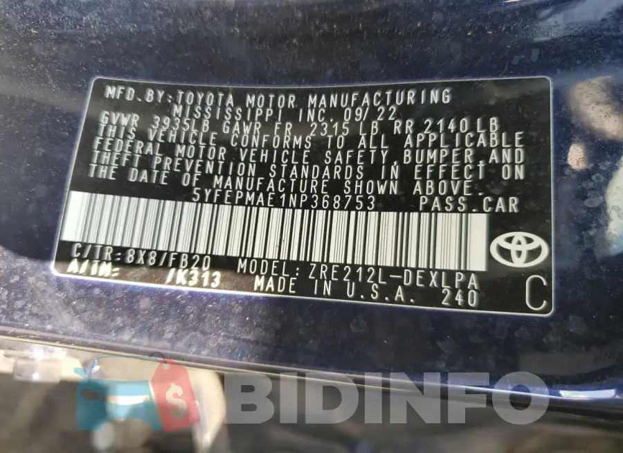 5YFEPMAE1NP368753 Photo# 13