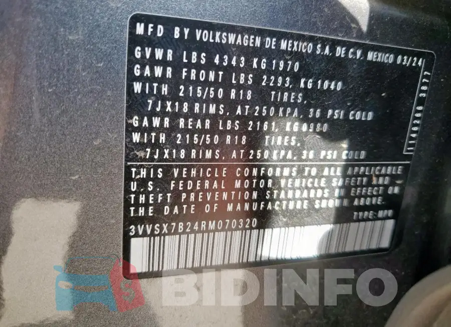 3VVSX7B24RM070320 Photo# 13