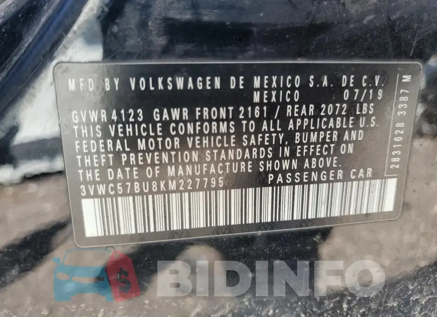 3VWC57BU8KM227795 Photo# 12