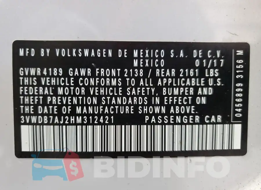 3VWDB7AJ2HM312421 Photo# 12