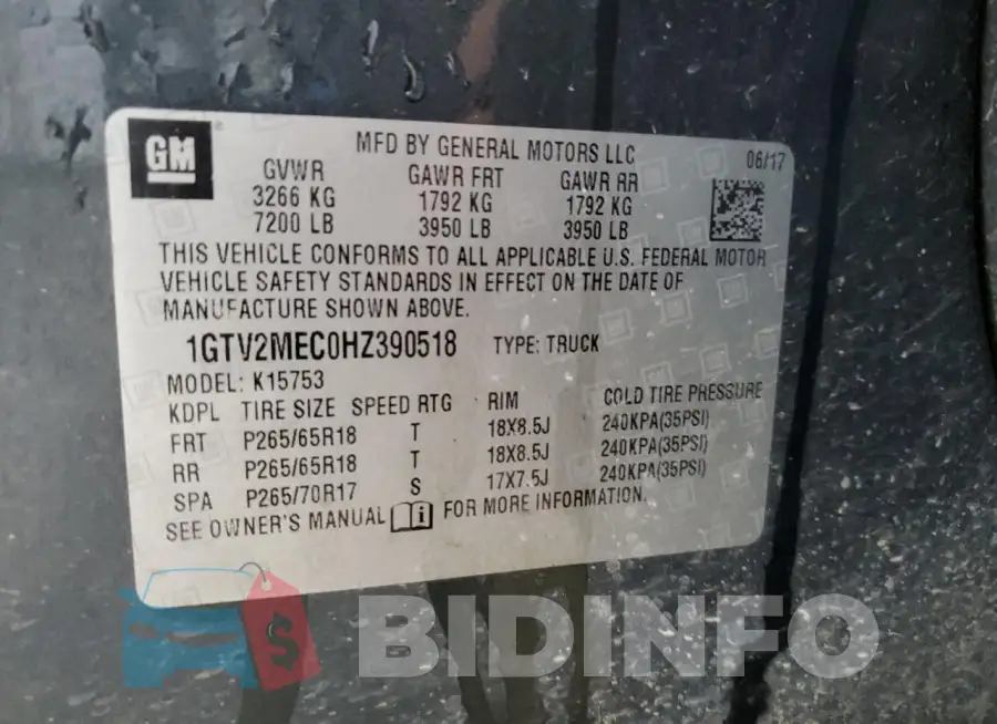1GTV2MEC0HZ390518 Photo# 12