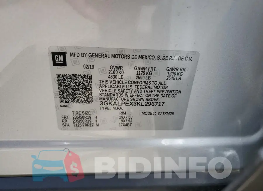 3GKALPEX3KL296717 Photo# 13