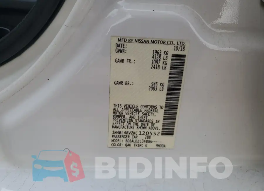 1N4BL4BV2KC120552 Photo# 12