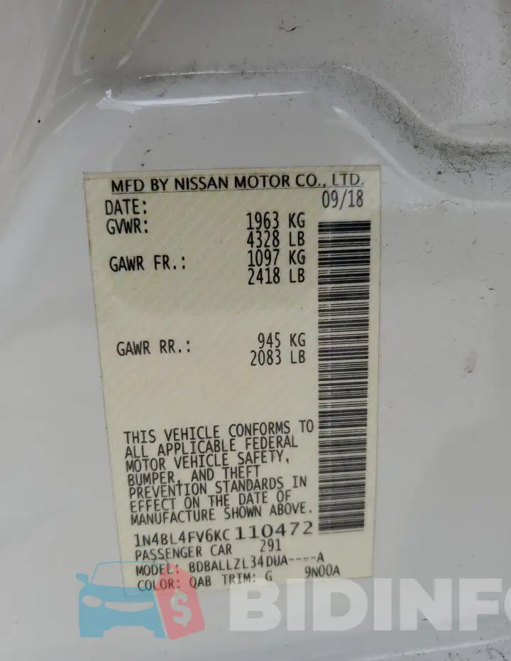 1N4BL4FV6KC110472 Photo# 13