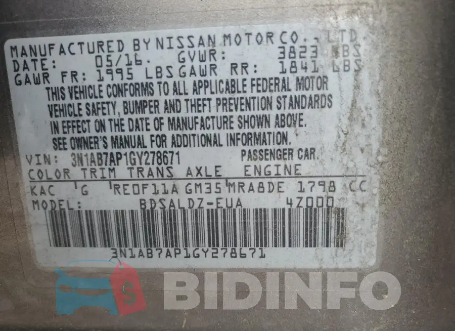 3N1AB7AP1GY278671 Photo# 12