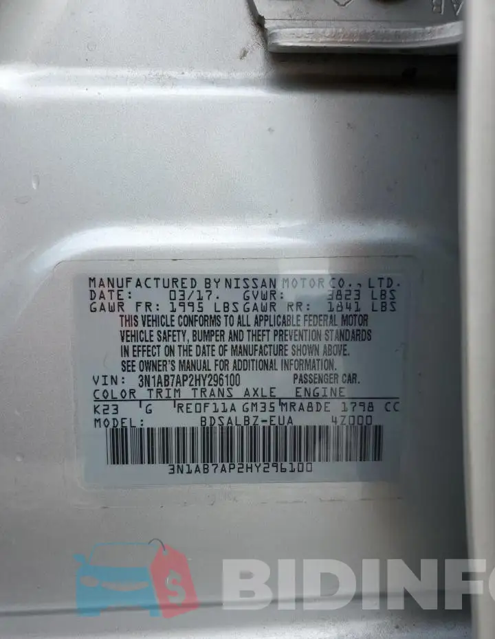 3N1AB7AP2HY296100 Photo# 12