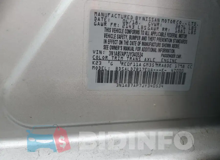 3N1AB7AP7JY340534 Photo# 13