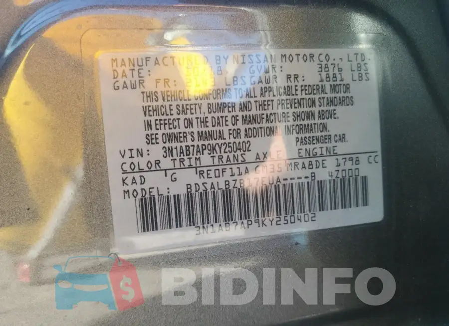 3N1AB7AP9KY250402 Photo# 12