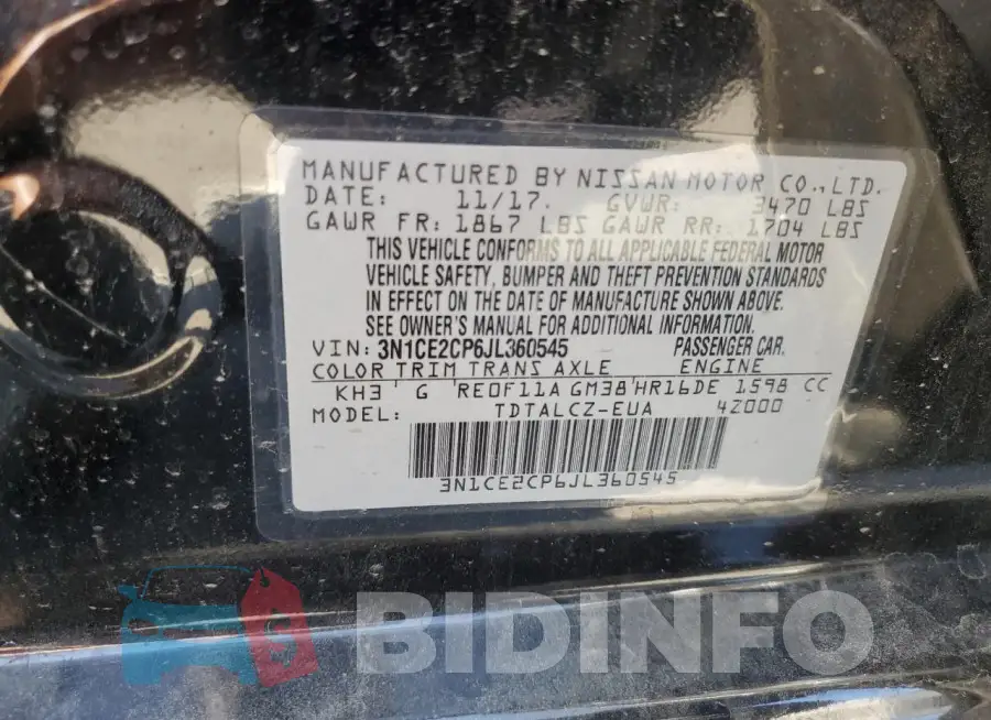 3N1CE2CP6JL360545 Photo# 12