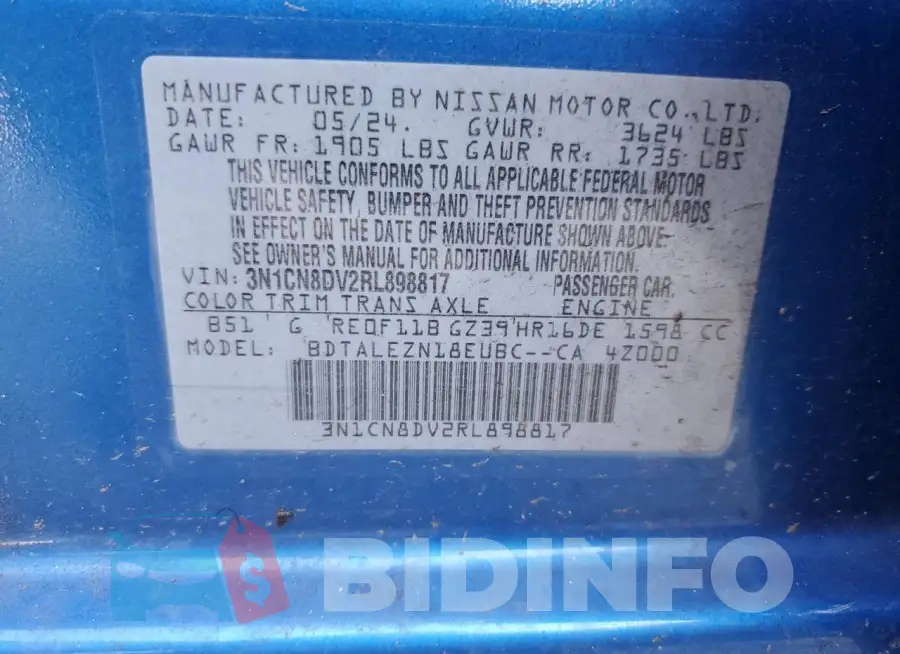3N1CN8DV2RL898817 Photo# 12