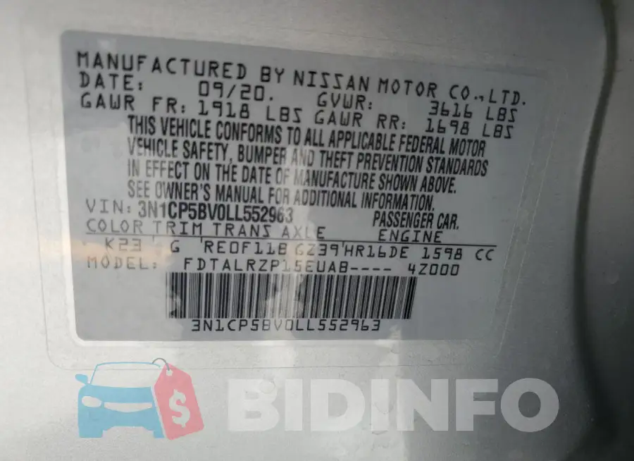 3N1CP5BV0LL552963 Photo# 14
