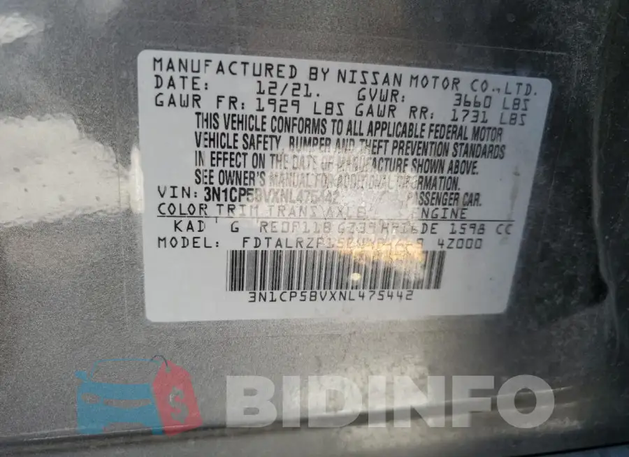 3N1CP5BVXNL475442 Photo# 12