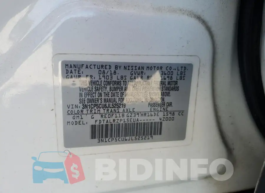 3N1CP5CU6JL525219 Photo# 13