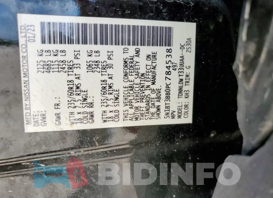 5N1BT3BB0PC784538 Photo# 13