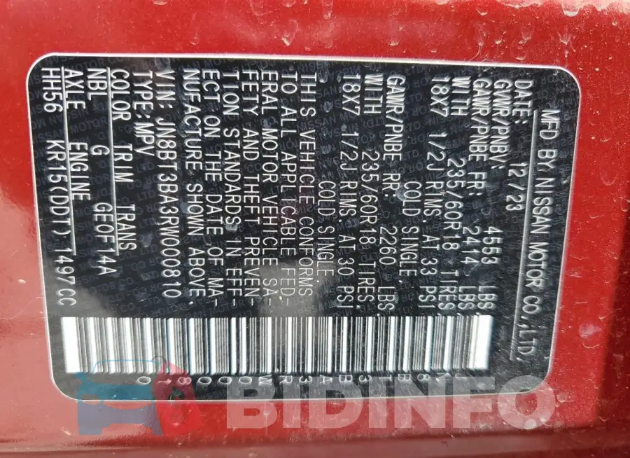 JN8BT3BA3RW000810 Photo# 13