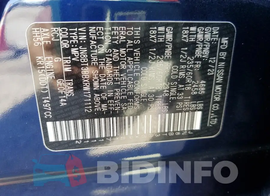 JN8BT3BBXRW171112 Photo# 14