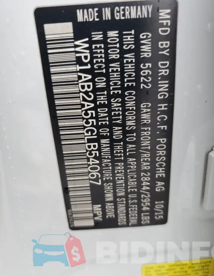 WP1AB2A55GLB54067 Photo# 14