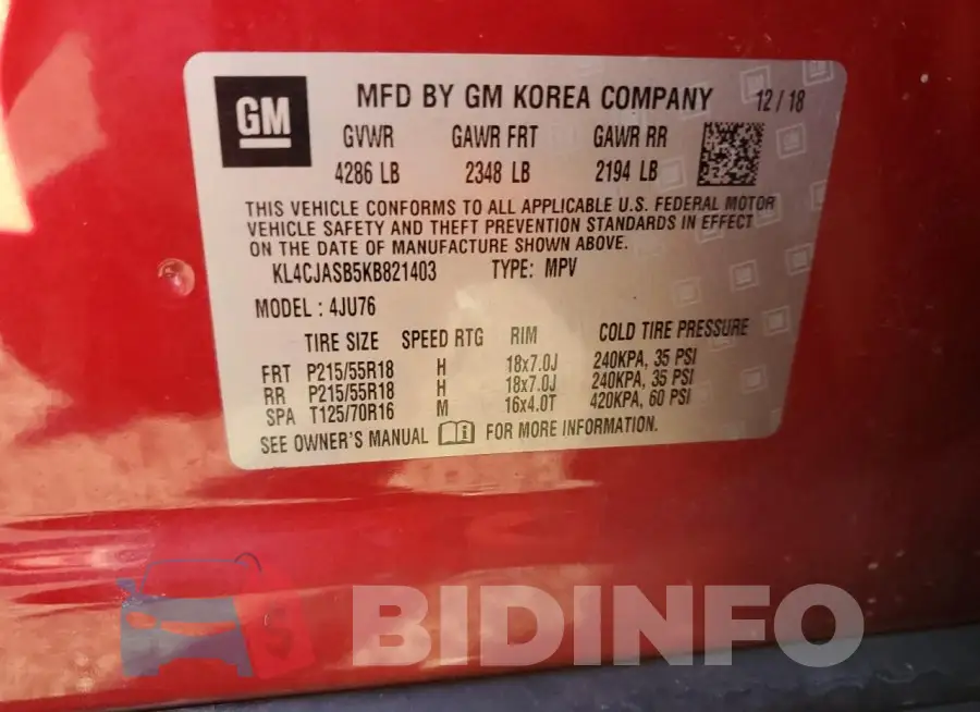 KL4CJASB5KB821403 Photo# 12