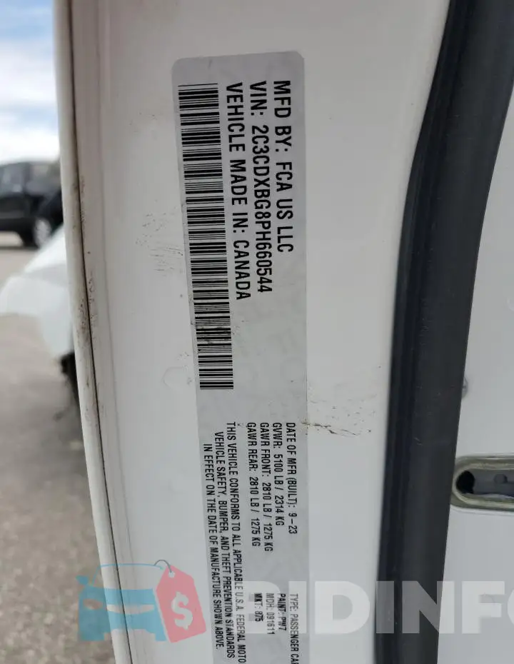 2C3CDXBG8PH660544 Photo# 12