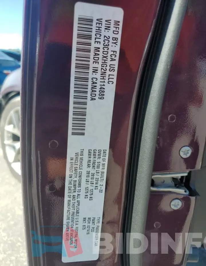 2C3CDXHG2NH114889 Photo# 12