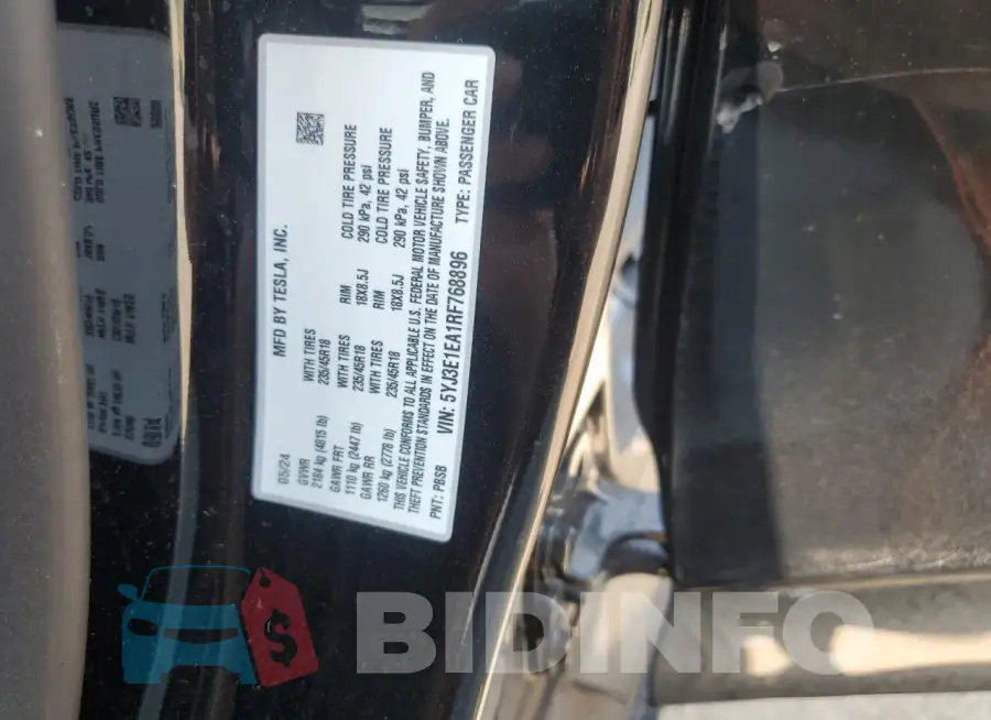 5YJ3E1EA1RF768896 Photo# 12