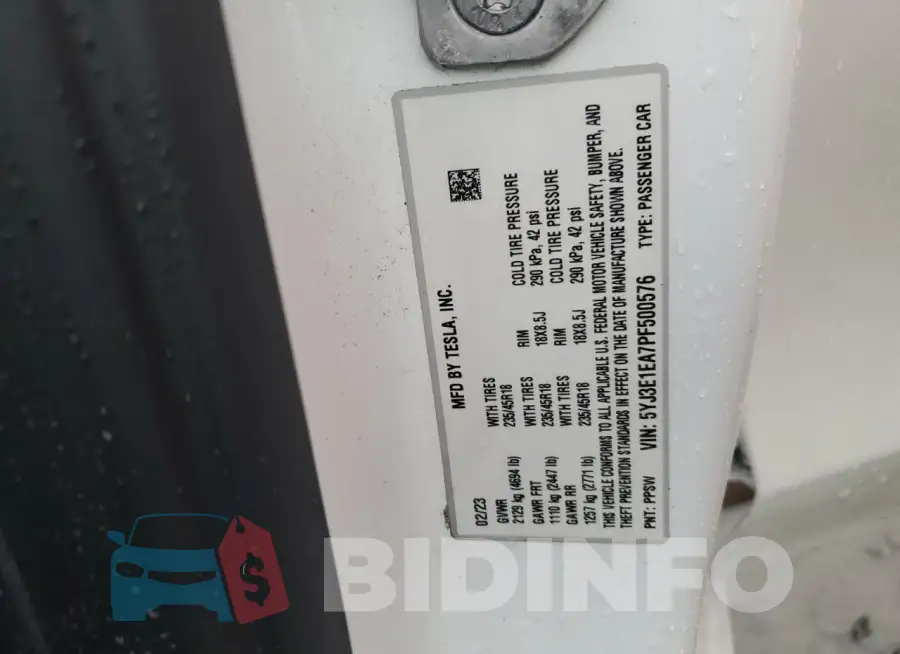 5YJ3E1EA7PF500576 Photo# 12