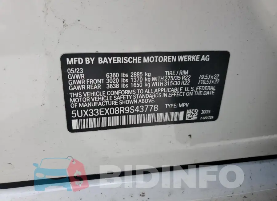 5UX33EX08R9S43778 Photo# 13