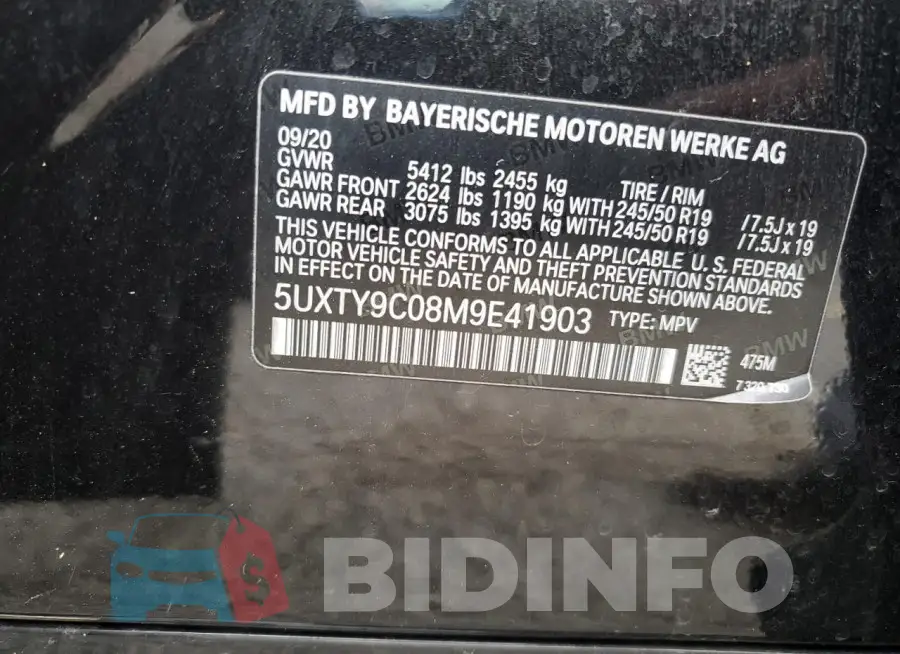 5UXTY9C08M9E41903 Photo# 13