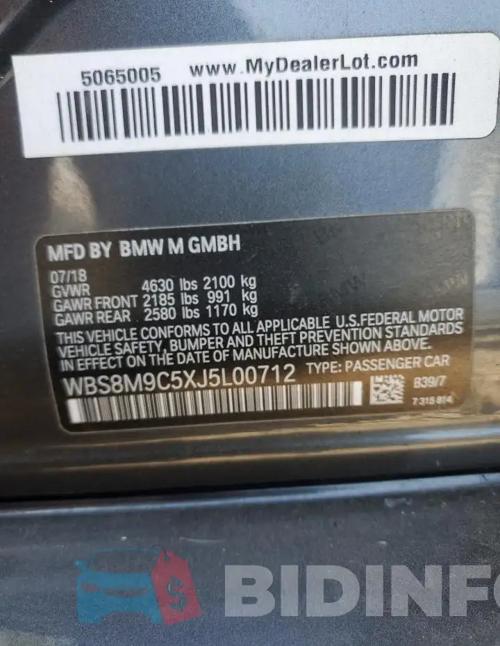 WBS8M9C5XJ5L00712 Photo# 12