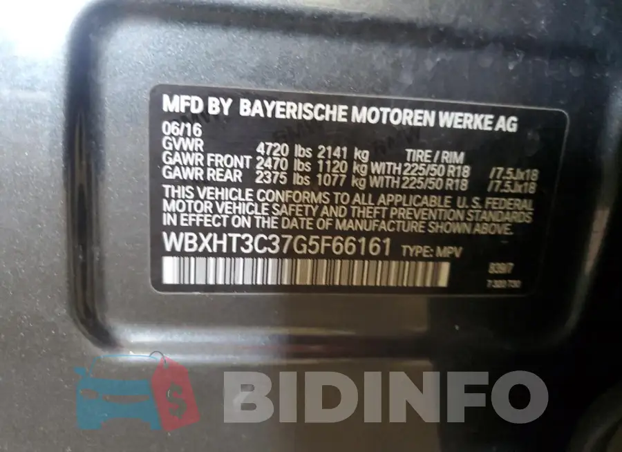 WBXHT3C37G5F66161 Photo# 13
