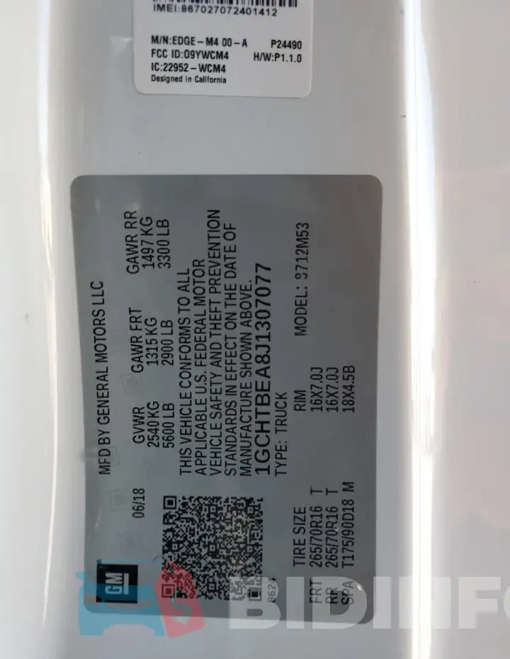 1GCHTBEA8J1307077 Photo# 12