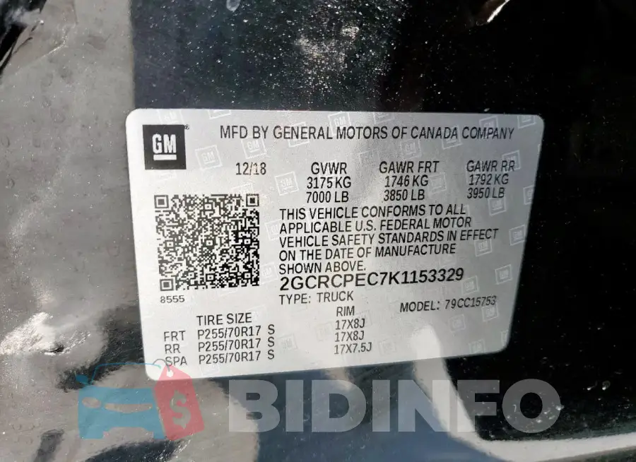 2GCRCPEC7K1153329 Photo# 12