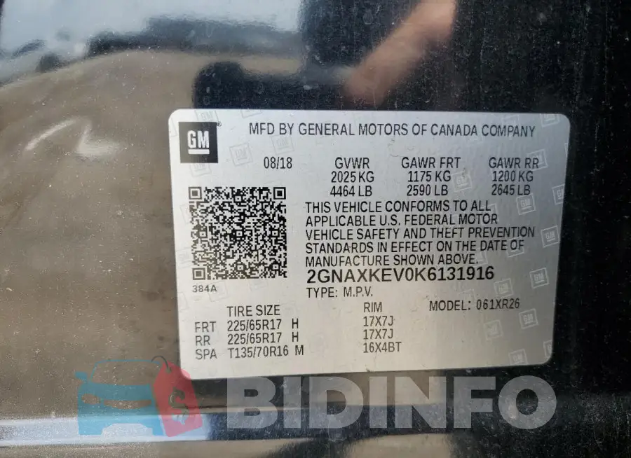 2GNAXKEV0K6131916 Photo# 14